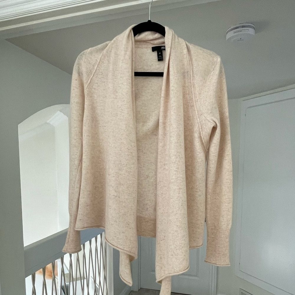 Aqua Cashmere Cream Open Front Women's Cardigan, XS